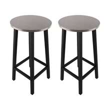 Set Of 2 Wooden Bar Stools Comfortable Warm Premium Quality Kitchen Home Décor - 灰色 - 查看 1