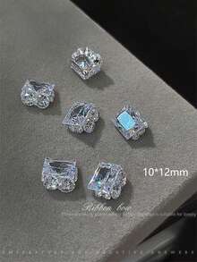 5 piezas Decoraciones de arte de uñas con rhinestones de circonita, bolas de rhinestones de circonita brillantes hechas a mano, rhinestones de circonita asimétricos transparentes, rhinestones grandes de ángulo recto brillantes, decoración de uñas con rhinestones de azúcar de hielo, suministros para uñas - Multicolor - Ver 8