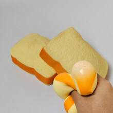 1pc Squishy Realistic Toast Slice Squeeze Toy, Popular Food Stress Relief Slow Rebound Toy - Multicolor - View 4