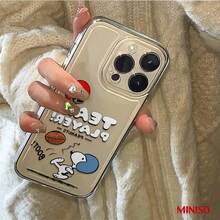 Miniso 名创优品史努比团队成员透明TPU手机壳，适用于iPhone 17/17 Pro/17 Pro Max/17 Air/16/15/14/13/12/11/X系列，iPhone 17 Pro Max手机壳，iPhone 17 Pro手机壳，iPhone 17手机壳，圣诞礼物，女朋友 - 無色 - 查看 3