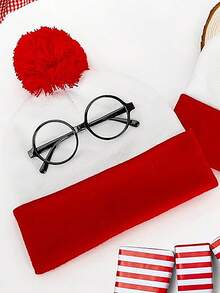 Mũ len màu đỏ trắng ấm áp "Willie ở đâu?" và hộp đựng kính không gọng, quà tặng cho bữa tiệc ngày lễ, mũ mùa đông cho nam và nữ nhân dịp Lễ Tình nhân, Giáng sinh. - Nhiều màu - Xem 6