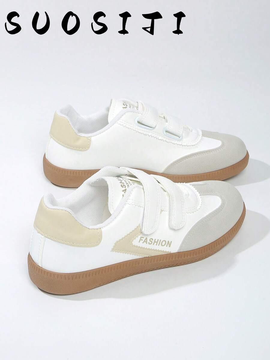 Women's New Hook And Loop Flat Casual Lightweight Sneakers - White - View 1