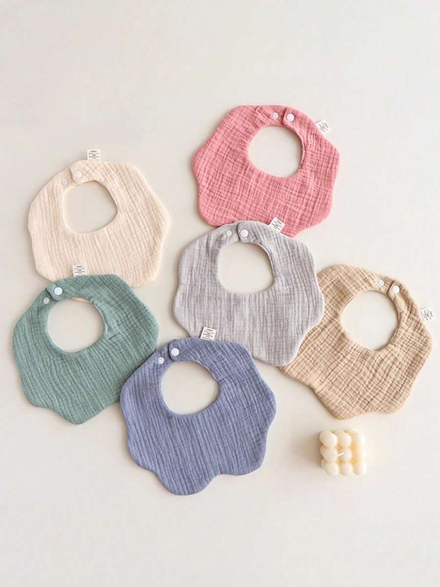 6-Layer Solid Color Flower Petal Baby Bib, Newborn Infant Saliva Towel, Class A Baby Bibs - Multicolor - View 1