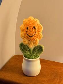Flor de ganchillo, flores en maceta de nomeolvides de ganchillo tejido en rosa, blanco, azul, flores en maceta de girasol de ganchillo tejido, flores en maceta hechas a mano, flores de regalo para cumpleaños, boda, coche, decoración del hogar, plantas en maceta de flores de ganchillo hechas a mano - Multicolor - Ver 12