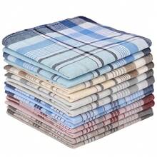 5条装格子条纹男士手帕，经典复古棉质毛巾，适合婚礼派对，38*38厘米，随机尺寸 - 彩色 - 查看 2