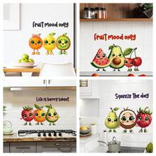 1/4pcsCute Cartoon Fruit Wall Stickers, Removable Self-Adhesive Waterproof Stickers, Suitable For Decorating Restaurants, Refrigerators, And Cabinets. Summer Party Gift. - Fruit Wall Stickers - View 1