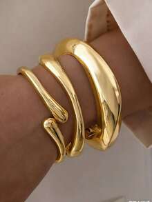 Bộ 3 vòng tay hình giọt nước phong cách retro tối giản nhưng phóng đại, thích hợp cho nữ giới, các cặp đôi, bạn bè, kỳ nghỉ hè, hẹn hò, làm quà tặng, các buổi gặp gỡ thường ngày. - phong cách 1 - Xem 2
