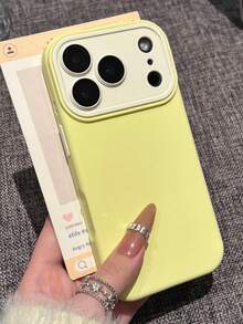Fashion Colorblock Big Window Lens Protection Phone Case Compatible With IPhone 17 Pro Max 17Pro 17 16 15 14 Plus 13 Pro Max Skin Feel Soft Matte Back Cover - Yellow - View 5