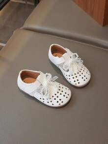 1双儿童真皮凉鞋，新款夏季透气防滑鞋，圆头公主鞋，适合小女孩 - 米色 - 查看 3