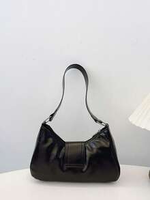 Große Kapazität Plissee Wolken Umhängetasche, Neuer Vintage Amerikanischer Stil Unterarm Umhängetasche für Frauen, Retro Pendler Motorrad Tasche - Schwarz - Übersicht 4