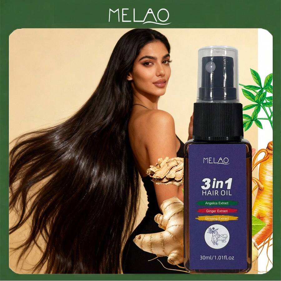 MELAO 三效合一护发油，蕴含当归、生姜和人参提取物，适用于干性及粗硬发质，滋养柔顺秀发，令秀发极致亮泽柔顺，30毫升/1.01液盎司 - 30ml - 查看 1