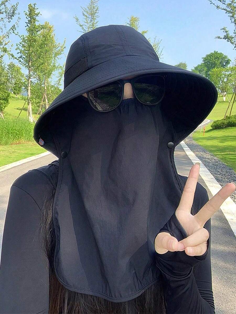 Mũ che nắng 3 trong 1 dành cho nữ, có kèm khăn quàng cổ, thích hợp cho hoạt động ngoài trời, đạp xe, câu cá, chống tia UV. - mũ chống nắng - Xem 1