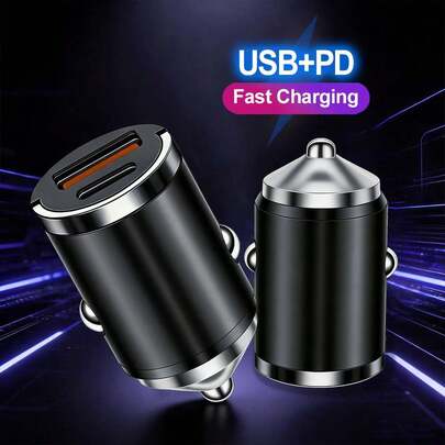  GUSEYEE 双口车载充电器，铁头造型，PD USB 接口，快速充电，适用于 17/16/15 的车载手机充电器适配器，快速充电器