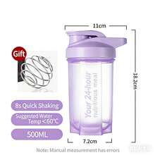Bình nước thể thao 17oz, cốc lắc bột protein dành cho nam, bình sinh tố thay thế bữa ăn có vạch chia, kèm que khuấy. - Nhiều màu - Xem 8