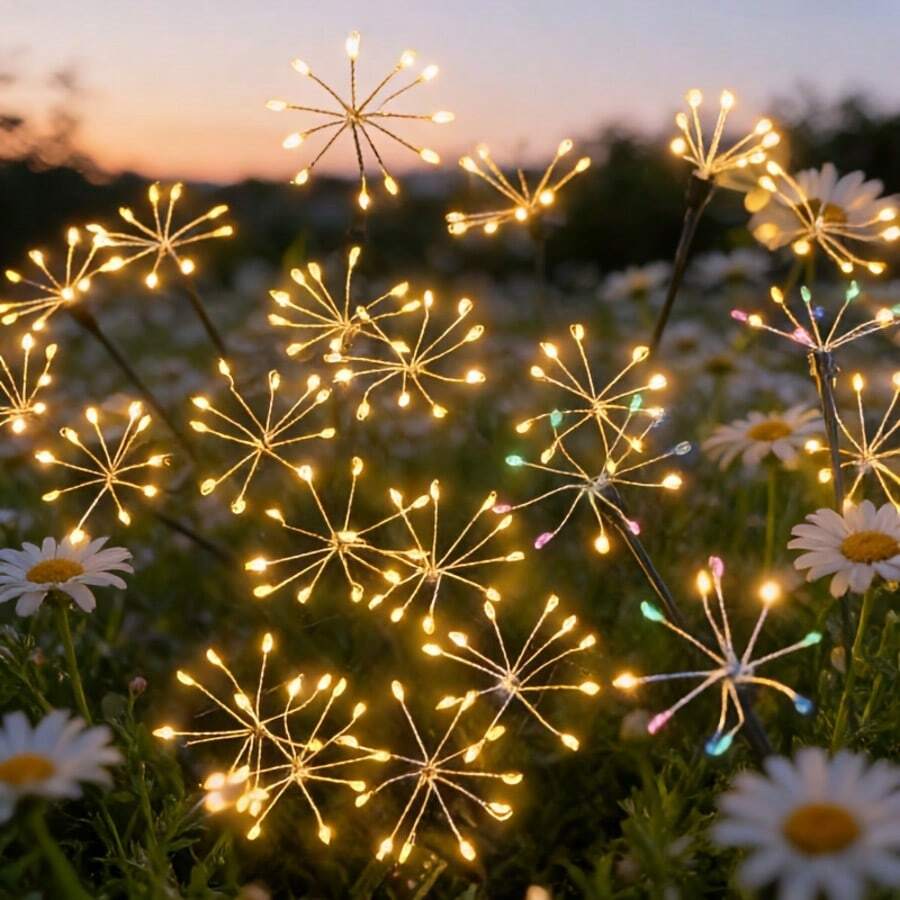60 LED Solar Dandelion Lantern - Automatic On/Off, Dual Modes For Lawn, Yard And Christmas Decor, Creates Enchanting Nights! - 彩色 - 查看 1