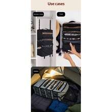 Bolsa de almacenamiento de equipaje, bolsa organizadora de maleta de viaje, estante de viaje portátil colgante, compartimento de clasificación rápida de equipaje de mano plegable colgante, accesorios de viaje - Multicolor - Ver 10
