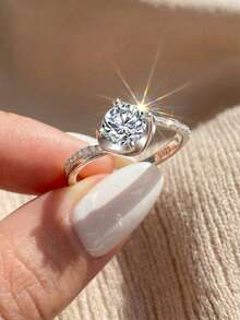 S925 Sterling Silver Moissanite Ring, Proposal, Anniversary, Valentine's Day Gift For Her, Lightweight Luxury Daily Wear - White - View 9