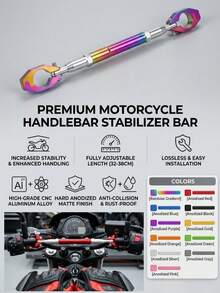 Barra de refuerzo para manillar de motocicleta - Solución de modificación de vehículo todoterreno de alta resistencia, con barra de refuerzo roscada de ingeniería de precisión CNC, resistente y duradera, barra estabilizadora ajustable - A - Ver 1