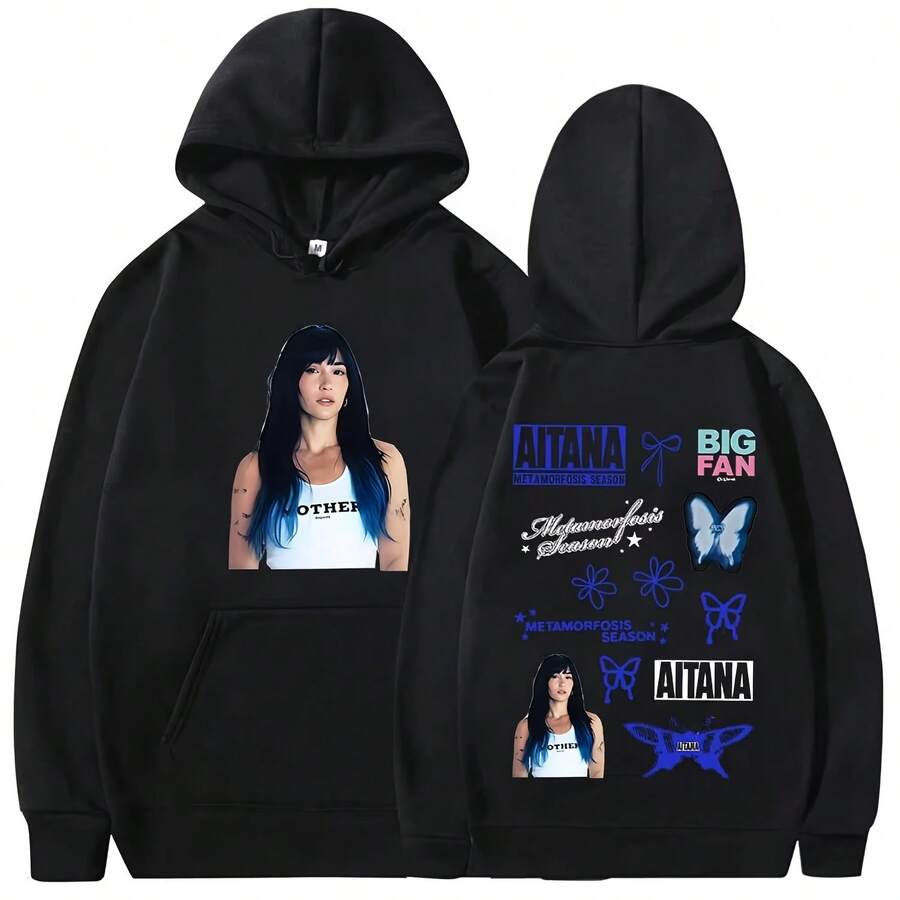 AitanaA Metamorfosis Season Tour 2026 Merch Hoodie Unisex High Quality Clothing Oversized Sweatshirt Vintage Fashion Fleece Hoody - 黑色 - 查看 1