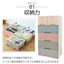 収納ボックス 収納ケース 5段 引き出し 鍵 衣類 洋服 衣替え ランドリーチェスト 組立 子供部屋 生活用品 新生活 シンプル - ホワイトモヨウ - チェックする 2