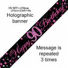 1 peça de decoração de aniversário com bolhas brilhantes rosa-avermelhadas de 2,74 m (9 pés) para festas de aniversário de 16, 18, 21, 30, 40, 50, 60, 70, 80 e 90 anos, holográfica preta e dourada. - B Rosa Vermelha - Ver 21