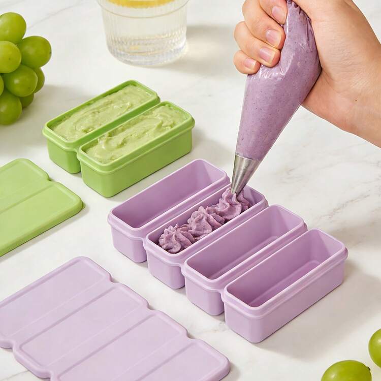 Multifunctional Silicone Tray With Lid (2 Cavities/4 Cavities) - 100% Freezer Mold For Making Clear Whiskey Ice Cubes, Cocktail Ice Blocks, Broth Cubes, Butter Storage And Square Cake - Reusable, Microwave & Dishwasher , Multiple Colors Available - Multicolor - View 3