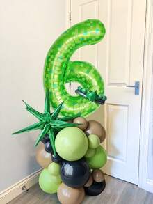 34件像素风生日气球套装，包含40英寸数字气球、24英寸星形铝箔气球、乳胶气球，适用于游戏主题派对、生日派对、0-9数字、魔方游戏、生日柱气球等。 - 多色 - 查看 5