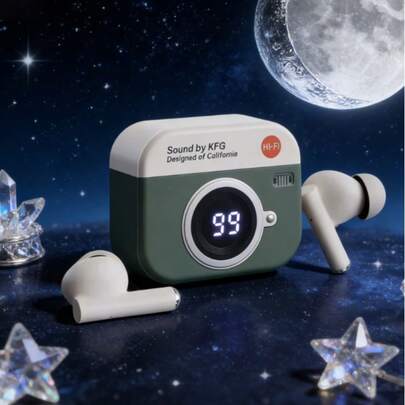 Auriculares inalámbricos Bluetooth 5.3 con diseño de cámara retro, reducción de ruido con micrófono, adecuados para todos los teléfonos inteligentes