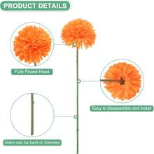3/16Pcs Artificial Chrysanthemum Ball, Hydrangea Ball, Wedding Decoration, Home Vase, Ornaments, Restaurant, Living Room, Bedroom, Bedside Floral Arrangement, Bridal Bouquet, Wrist Flower, Corsage, Birthday Party Decoration Material, New Year Valentine's Day Gift, Autumn Decoration - Orange - View 4