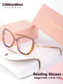 LiMiaoMiao Unisex Cat Eye Reading Glasses, Vintage, Clear, Computer Reading, Magnification +1.0 To +3.5, With Case And Cloth, Suitable As Holiday Gift - Transparent - View 19