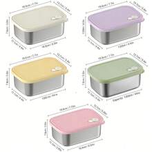 Recipiente de alimentos de acero inoxidable 304, caja sellada apilable para refrigerador que mantiene la frescura, caja de almacenamiento de frutas, verduras y carnes con tapa, caja de conservación de alimentos de gran capacidad, adecuada para el almacenamiento y organización de alimentos en la cocina - Multicolor - Ver 35