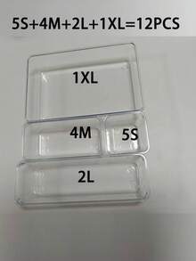 1/2/3/6/12个装透明塑料抽屉收纳盒，桌面抽屉分隔收纳盒，适用于卧室、浴室、办公室，可收纳化妆品、珠宝、小物件、餐具等。 - 彩色 - 查看 14
