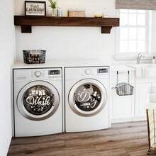 1/4pcs Wall Sticker, Peel And Stick Waterproof, Vinyl Wash Dry Clothesline Decals For Laundry Room, Door, Farmhouse Laundry Wall Decor - Multicolor - View 4