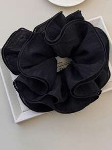 topshiny 2 Stück koreanischer Stil extra große doppellagige Creme Rüschen Chiffon Scrunchies, minimalistische Haargummis für tiefen Pferdeschwanz & Dutt, Feiertags-Accessoires, Haargummis, Haargummibänder, Haarseil - Verschiedenfarbig - Übersicht 6