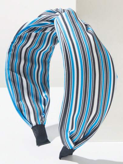 1件装时尚撞色波西米亚条纹格纹印花宽发带，适合女士旅行和度假装扮配饰