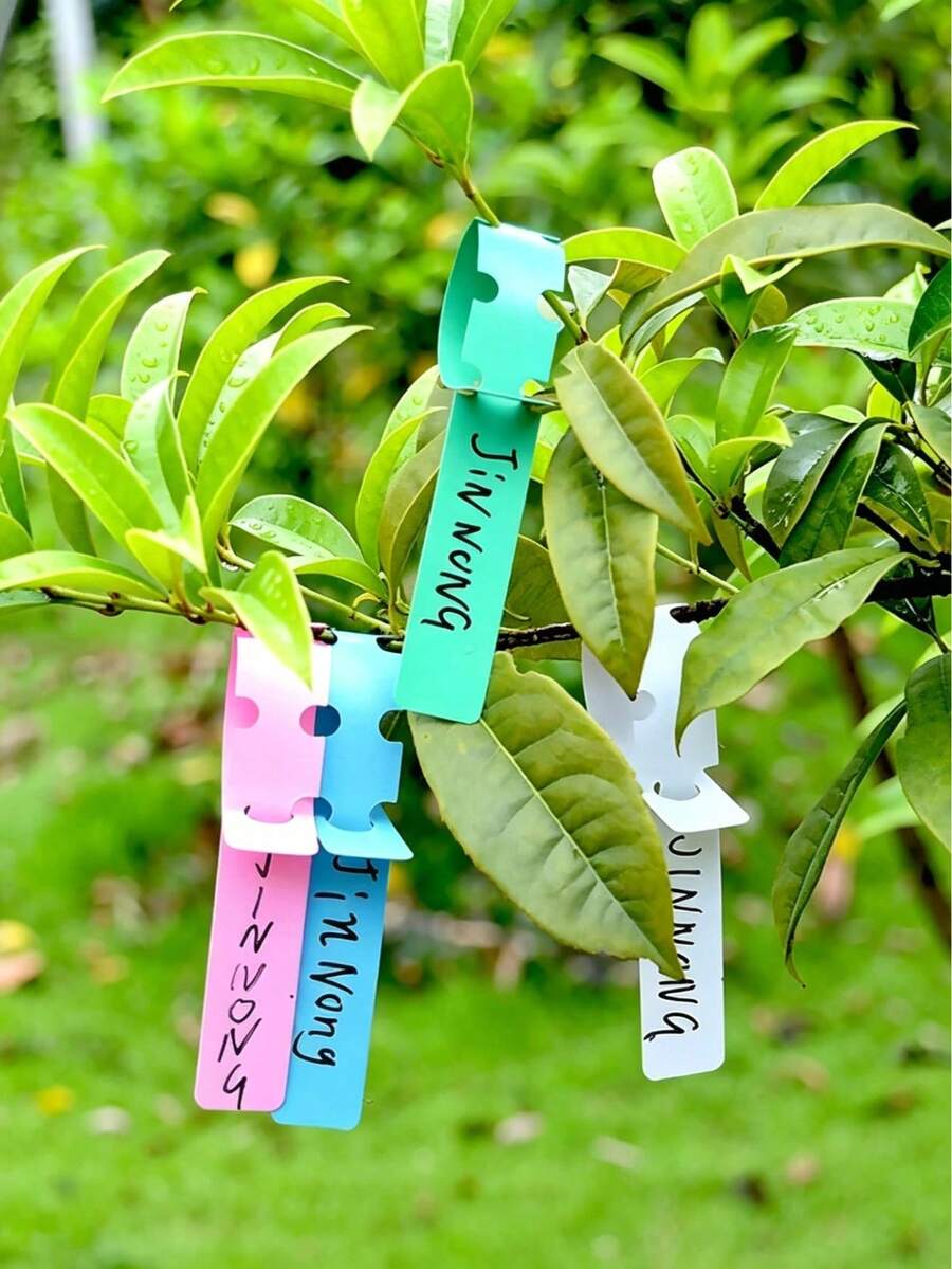 100pcs Plant Label Tags, Waterproof Flower Plant Tags, Gardening Labels, Plant Ring Buckle Marker Tag, Outdoor Garden Plant Label Paper,Reusable Garden Tags - Durable Waterproof Plastic Plant Labels, Waterproof Garden Nursery Labels - A - View 1