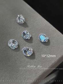 5 piezas Decoraciones de arte de uñas con rhinestones de circonita, bolas de rhinestones de circonita brillantes hechas a mano, rhinestones de circonita asimétricos transparentes, rhinestones grandes de ángulo recto brillantes, decoración de uñas con rhinestones de azúcar de hielo, suministros para uñas - Multicolor - Ver 11