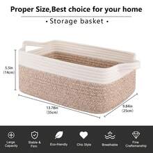 1pc Rope-Braided Storage Boxes, Rectangular Storage Baskets, And Closet Storage Baskets With Handles Are Suitable For Shelf Organization, Classrooms, Toy Storage, Wardrobe Organization, Home Storage, And As Organizing Accessories. Toy Storage Baskets. - Multicolor - View 14