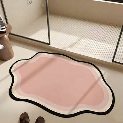 1pc Spring/Summer New Arrival, Cream Pink Cloud Shaped Bathroom Mat, Absorbent Diatomite Bathroom Rug, Spring Bestseller, Bathroom Mat, Bathroom Carpet, Doormat, Small Rug, Carpet, Mat, Home Decor, Area Rug, Outdoor Mat, Home Decor, Area Carpet, Bedroom Carpet, Washable Rug