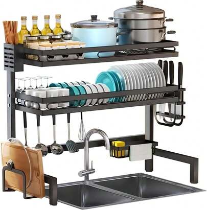 HAWOO Escurridor de Trastes Grande Sobre Fregadero| Rejilla Multifuncional para Cocina