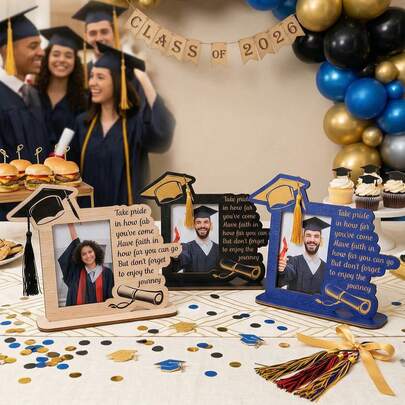 1pc 2026 Graduation Picture Frame, 3 Colors Grad Cap Photo Frame, Personalized Graduation Gift For Seniors