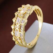 1 chiếc nhẫn nữ kiểu dáng tối giản hình chữ nhật và hình vuông kết hợp, đính đá Zirconia tổng hợp. - Nhiều màu - Xem 11