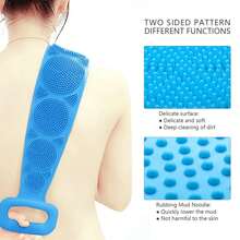 1条装 70x11厘米/27.6x4.33英寸 硅胶背部按摩带，双面去角质身体刷，硅胶沐浴带，现代简约风格，蓝粉色，长款带状设计，符合人体工学手柄，可折叠可拉伸，淋浴时深层清洁，背部去角质，去除死皮 - A - 查看 3