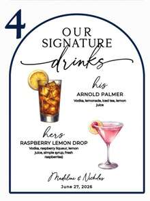 1 pieza Menú de cócteles personalizado e impreso, cartel de bar de boda para bebidas insignia, letreros de bebidas de él y ella, arco de acrílico con UV, perfecto para la decoración de la recepción - Tablero de exhibición de copas de vino para bodas F-Wedding - Ver 18