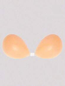 1 Pair Size Plus Size Women's Invisible Strapless Adhesive Bra, Suitable For Strapless Or Backless Dresses, Wedding Dresses, Nightgowns, Push-Up And Adhesive Silicone Nipple Covers, Suitable For All Cup Sizes, Lift - B-卡其色 - 查看 5