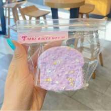 Handmade Squishy Toast, High Aesthetic Value, Stress Relief Finger Pressing, Water-Feeling Slow Rebound Toast Squeeze Toy Handmade Cute Toast Shape Moist & Smooth Slow Rebound Touch - Bánh mì nướng dày, nhân đầy (màu hồng) - Xem 5