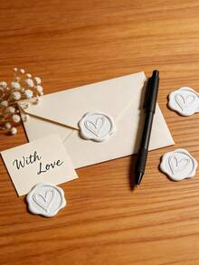 20/30/50/100 miếng dán niêm phong bằng sáp, miếng dán niêm phong hình trái tim, miếng dán niêm phong phong bì thiệp mời cưới, miếng dán niêm phong tự dính, hoàn hảo cho thiệp mời, Giáng sinh, quà tặng. - Trái tim--Trắng - Xem 4