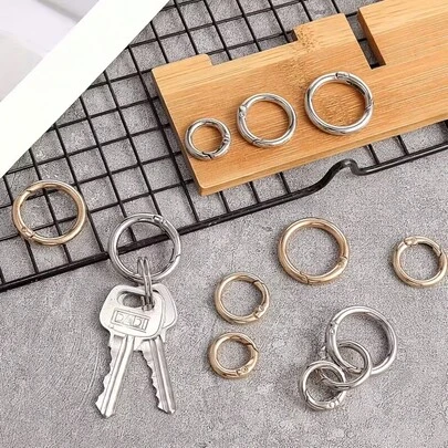 5/10 chiếc vòng chữ O lò xo kim loại, móc khóa vàng và bạc, nhiều kích cỡ, dùng làm móc chìa khóa, vòng kẹp tài liệu, phụ kiện thủ công tự làm.