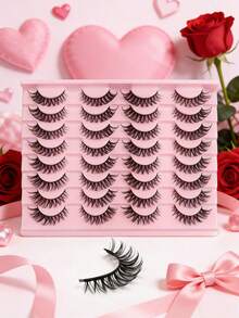 20 Pairs D-Curl Fluffy Faux Mink Eyelashes, Long-Lasting Natural Look, Charming Lashes - Black - View 5