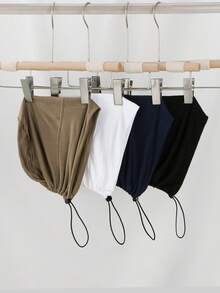 1件装女士时尚纯色弹力下巴遮盖围脖围巾，沙滩，假日 - 彈力繩小帽-淺卡其色 - 查看 5